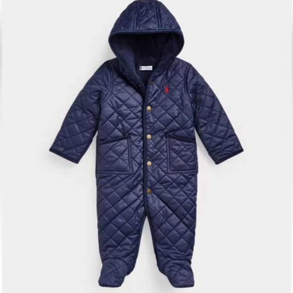 Polo Ralph Lauren Other - Ralph Lauren Baby Boy Water-Resistance Hooded Barn Bunting Navy Snowsuit SZ 6 M